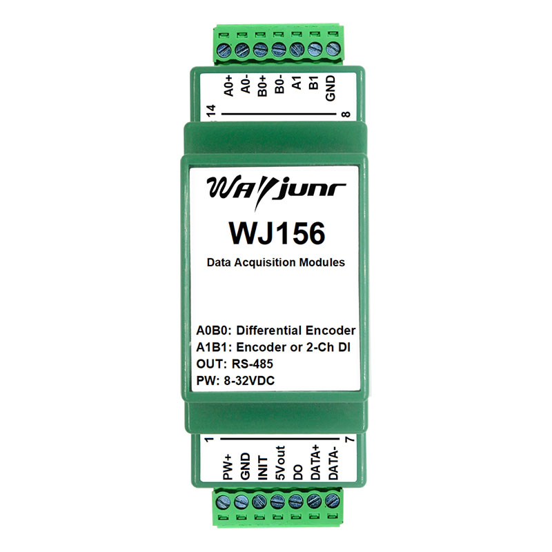 光柵尺磁柵尺編碼器流量計(jì)水電表單端或差分脈沖信號(hào)轉(zhuǎn)RS485模塊 WJ156