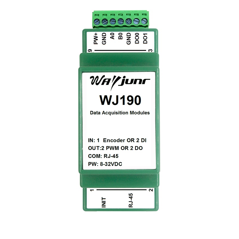 1路光柵尺磁柵尺編碼器或2路高速DI脈沖信號(hào)轉(zhuǎn)Modbus TCP網(wǎng)絡(luò)模塊 WJ190